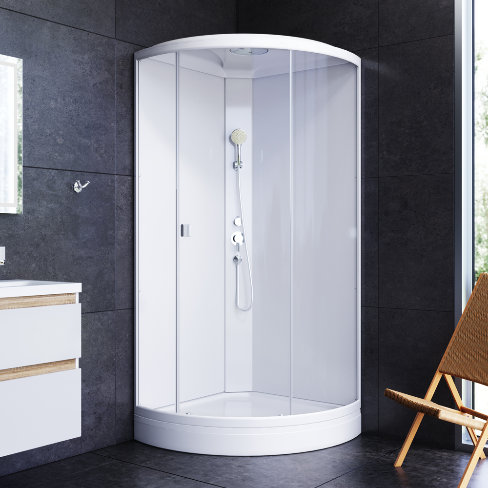 W88C-301-090WT кабина душевая 90х90 стекло прозрачное профиль белый AM.PM X-Joy  - Вид №6