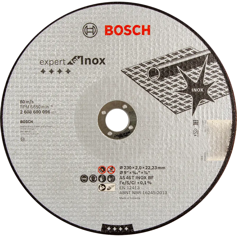 Диск отрезной по нержавеющей стали тип 41 Bosch Professional 2608600096 230x22.2x2 мм 82101707 STLM-2006620 