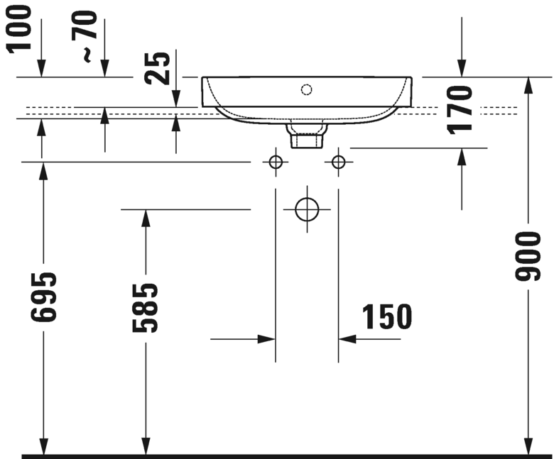 2360506100 Подвесная раковина настенная овальная Duravit Happy D.2 Plus - Вид №3