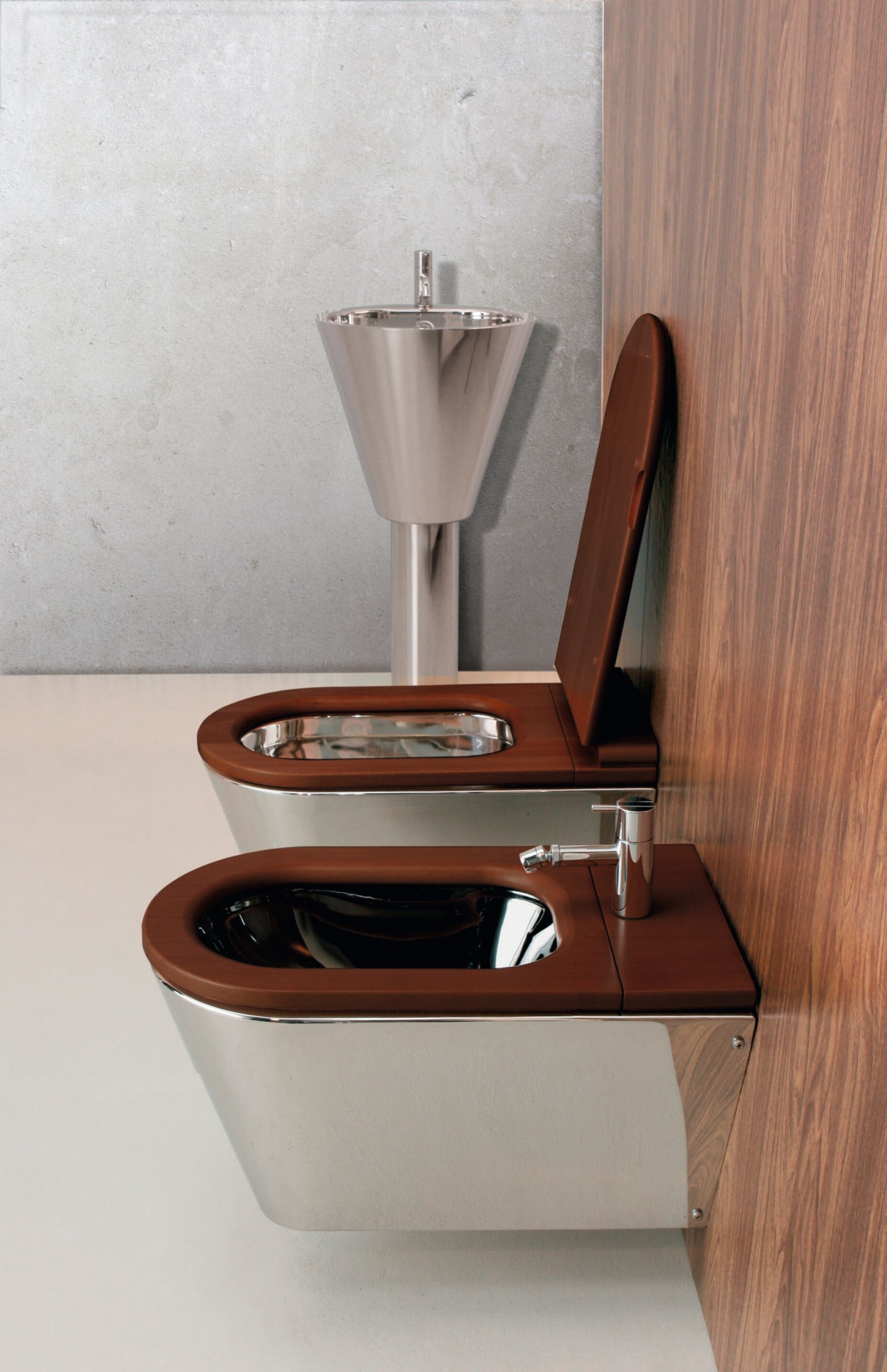 Подвесное биде из нержавеющей стали и дерева Rapsel John &amp ARCH-00010646