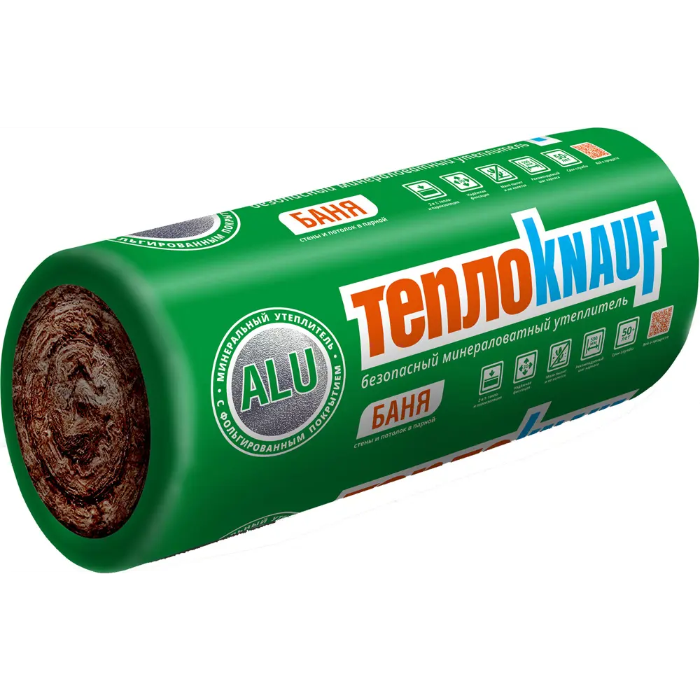 Утеплитель ТеплоKnauf Баня 50 мм рулон 1.2x12.5 м 15 м² KNAUF INSULATION STLM-2134566