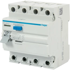 УЗО Hager CD464J 3P N 63 A 30 мА 6 кА AC