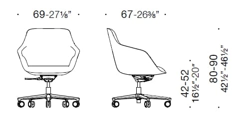 Кожаное офисное кресло с 5 спицами и низкой спинкой ESTEL GROUP Hego ARCH-00115905 - Вид №4