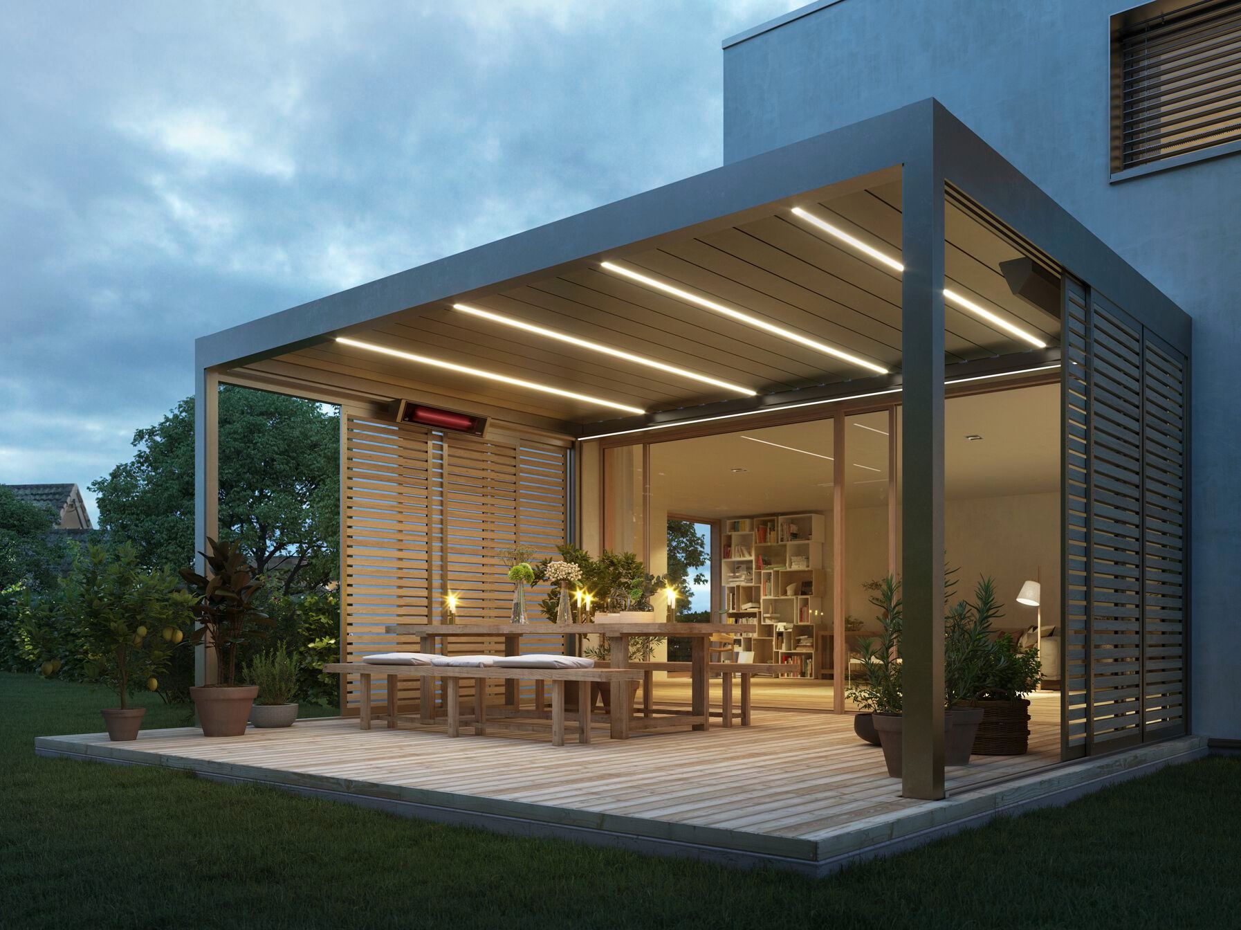 Биоклиматическая пергола из алюминия с поворотными пластинами WAREMA LAMAXA ARCH-00111403 - Вид №1