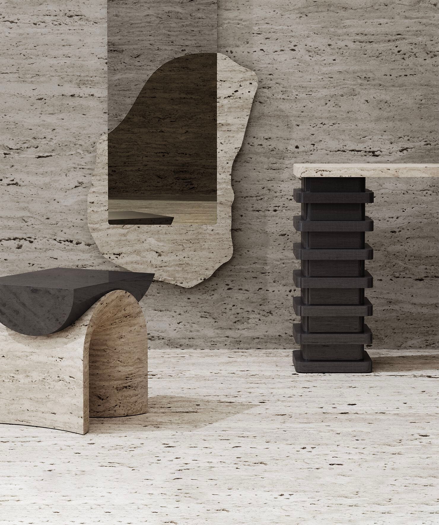 Прямоугольное зеркало из травертина Movimento Gallery Studio Zero ARCH-00029776 - Вид №4