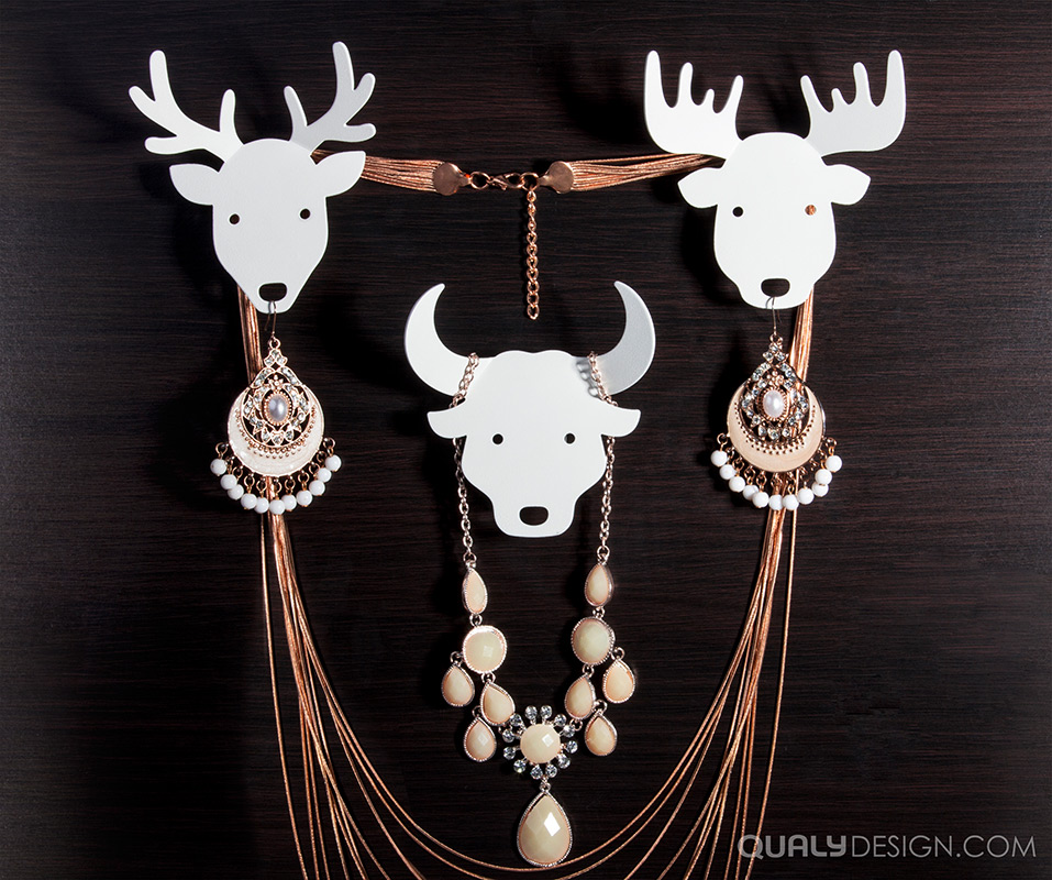 QL10152-WH Держатель для ключей и аксессуаров bull белый Qualy  - Вид №3