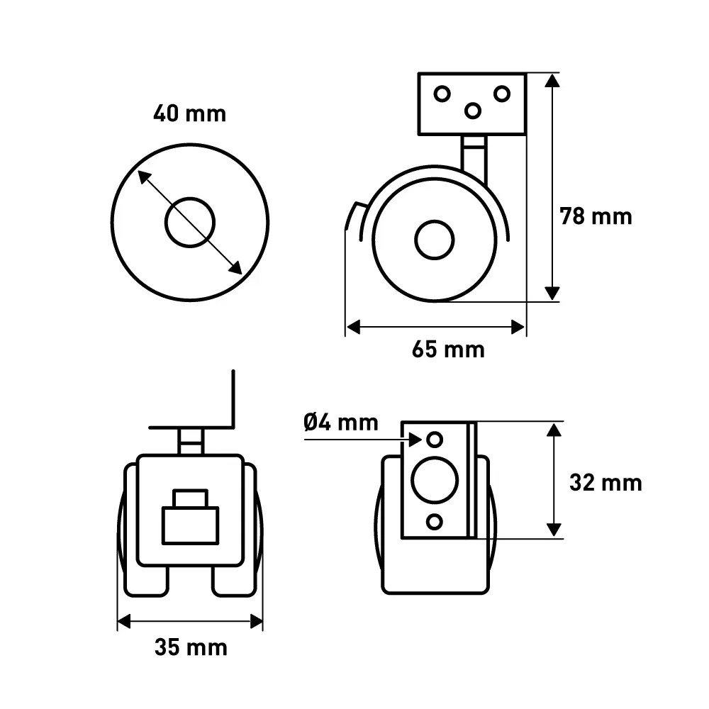 LARVIJ — Поворотное колесо с тормозом для мебели, 40 мм, до 50 кг 82584878 STLM-0030648 - Вид №4