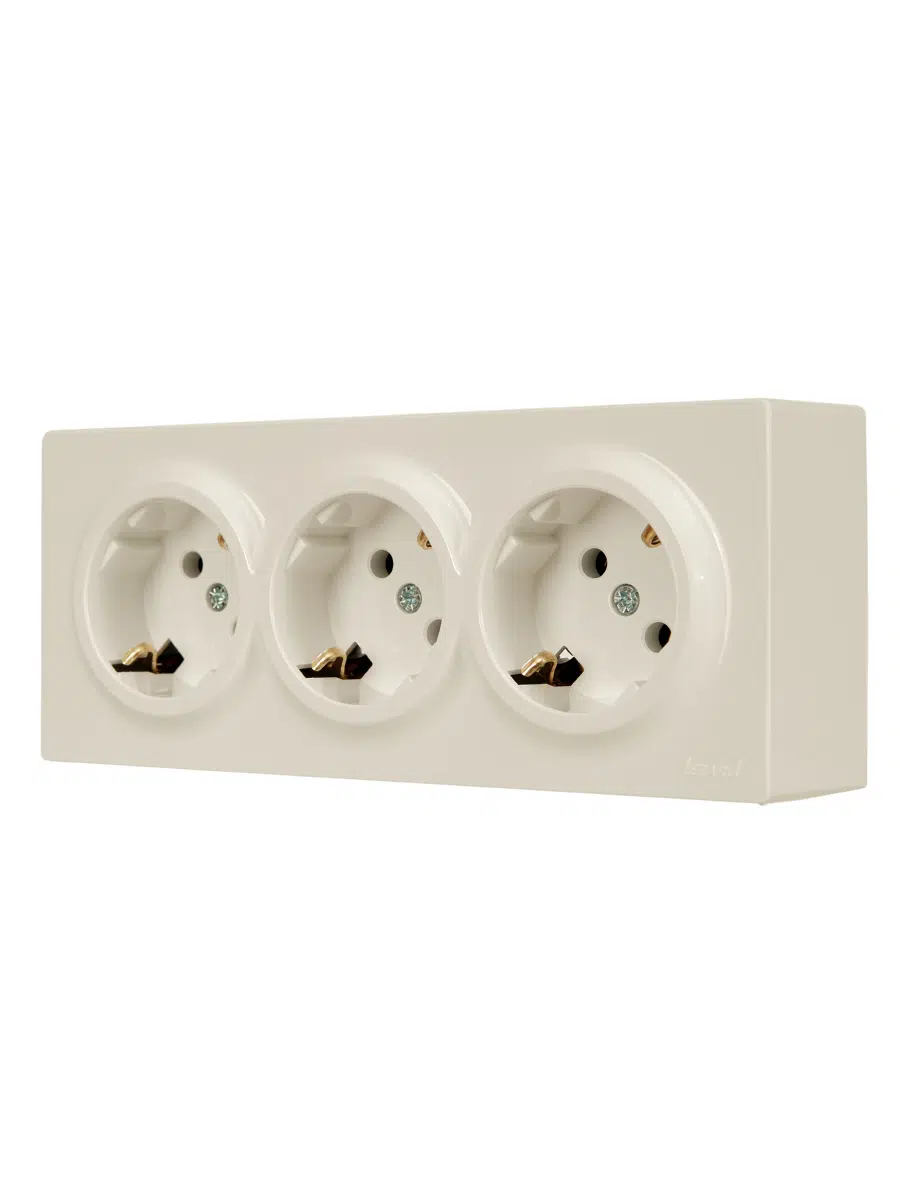 LETO Розетка тройная с/з закрытый корпус ПБТ крем LEZARD 752-0300-127BUP - Вид №3