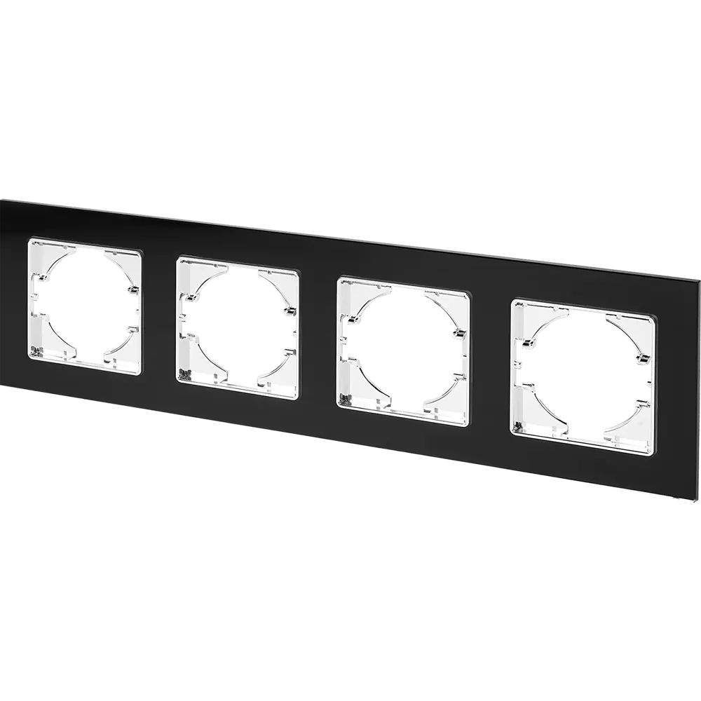 Рамка GUSI Electric Ugra для 4 розеток, черное стекло 85233697 STLM-1104945 - Вид №1