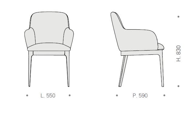 Мягкий тканевый стул с подлокотниками Kico Living Complements ARCH-00127509 - Вид №2