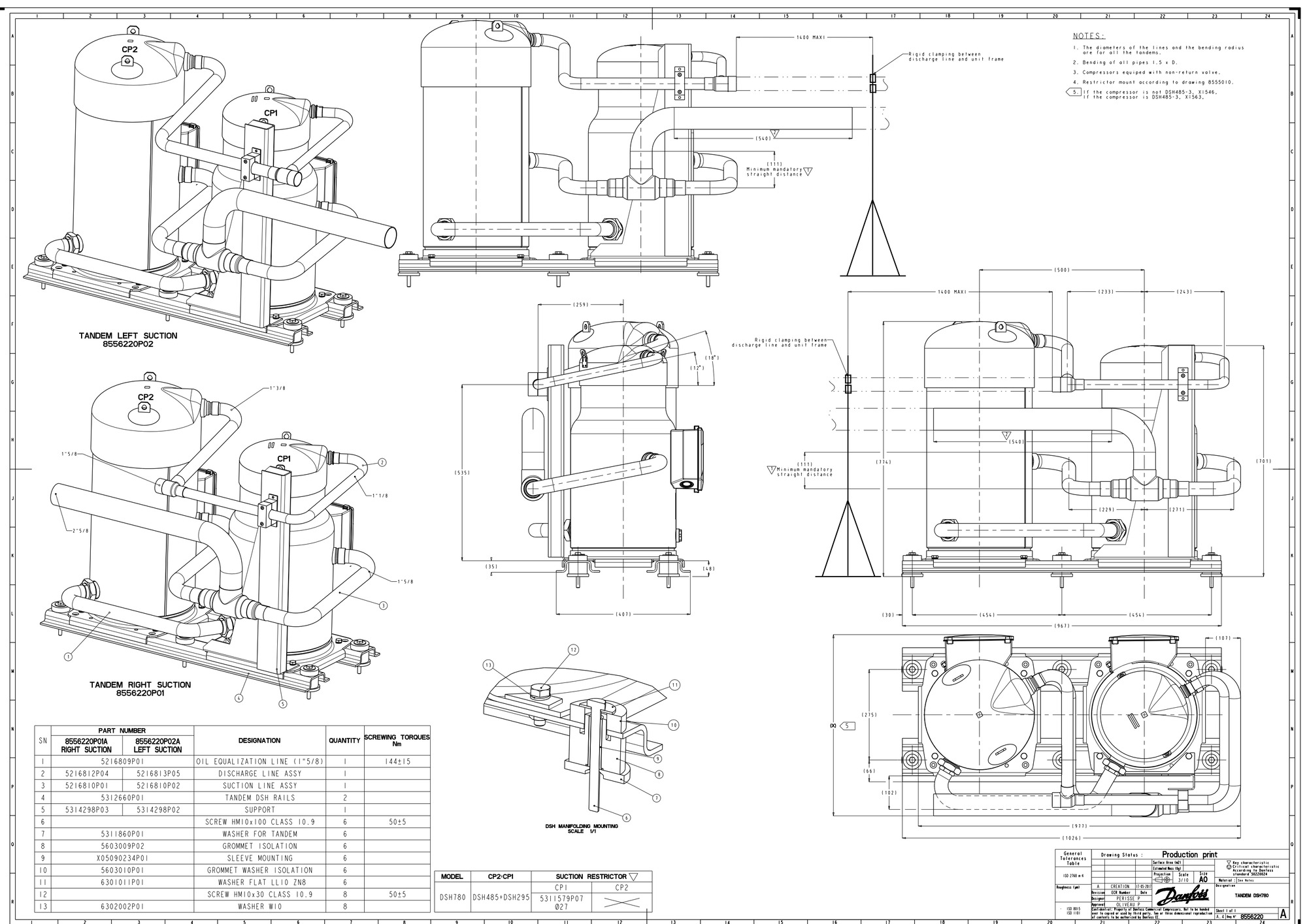 Danfoss DSH — Герметичные спиральные компрессоры, R410A DSH381A4APC Компрессор спиральный 120H1365  - Вид №8
