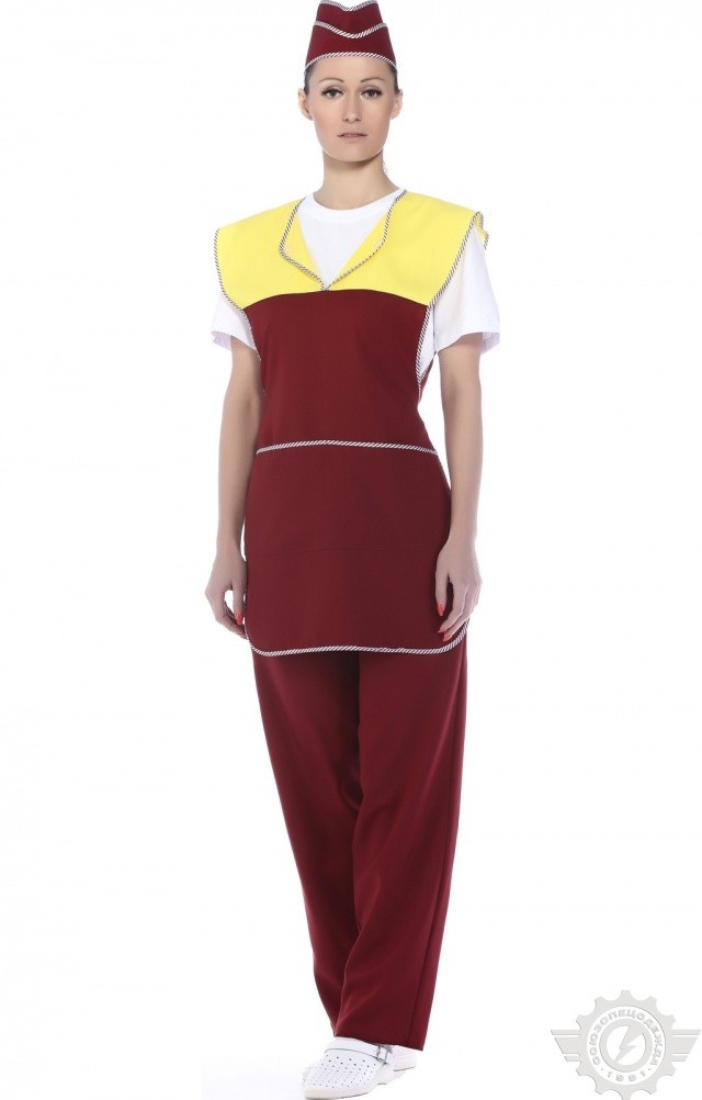 64412 Комплект "Людмила" бордо  Одежда для обслуживающего персонала  размер 44-54 Спецодежда  - Вид №8