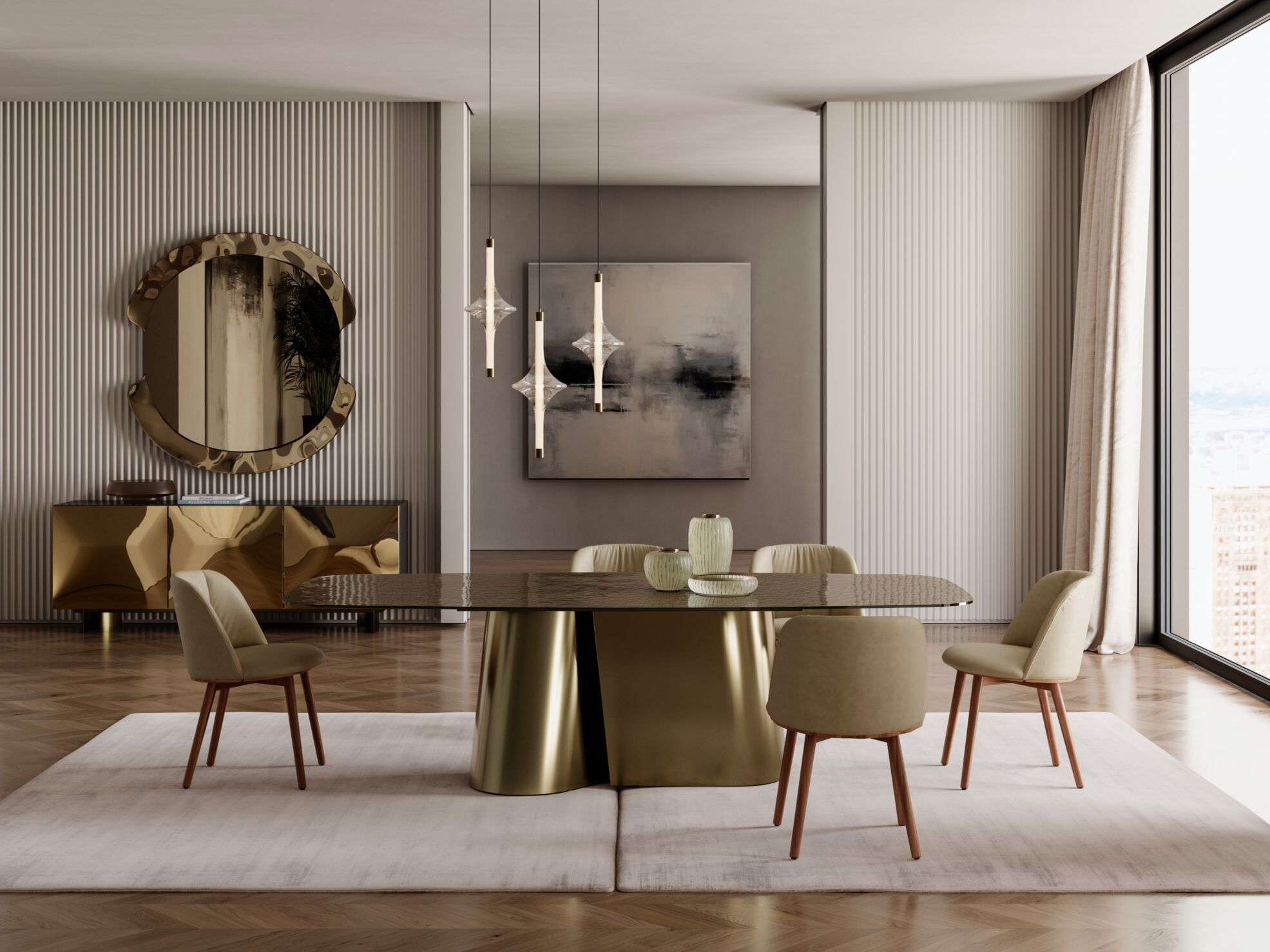 Обеденный стол из нержавеющей стали с столешницей SuperMarmo Bontempi Casa KIMONO ARCH-00146819 - Вид №4