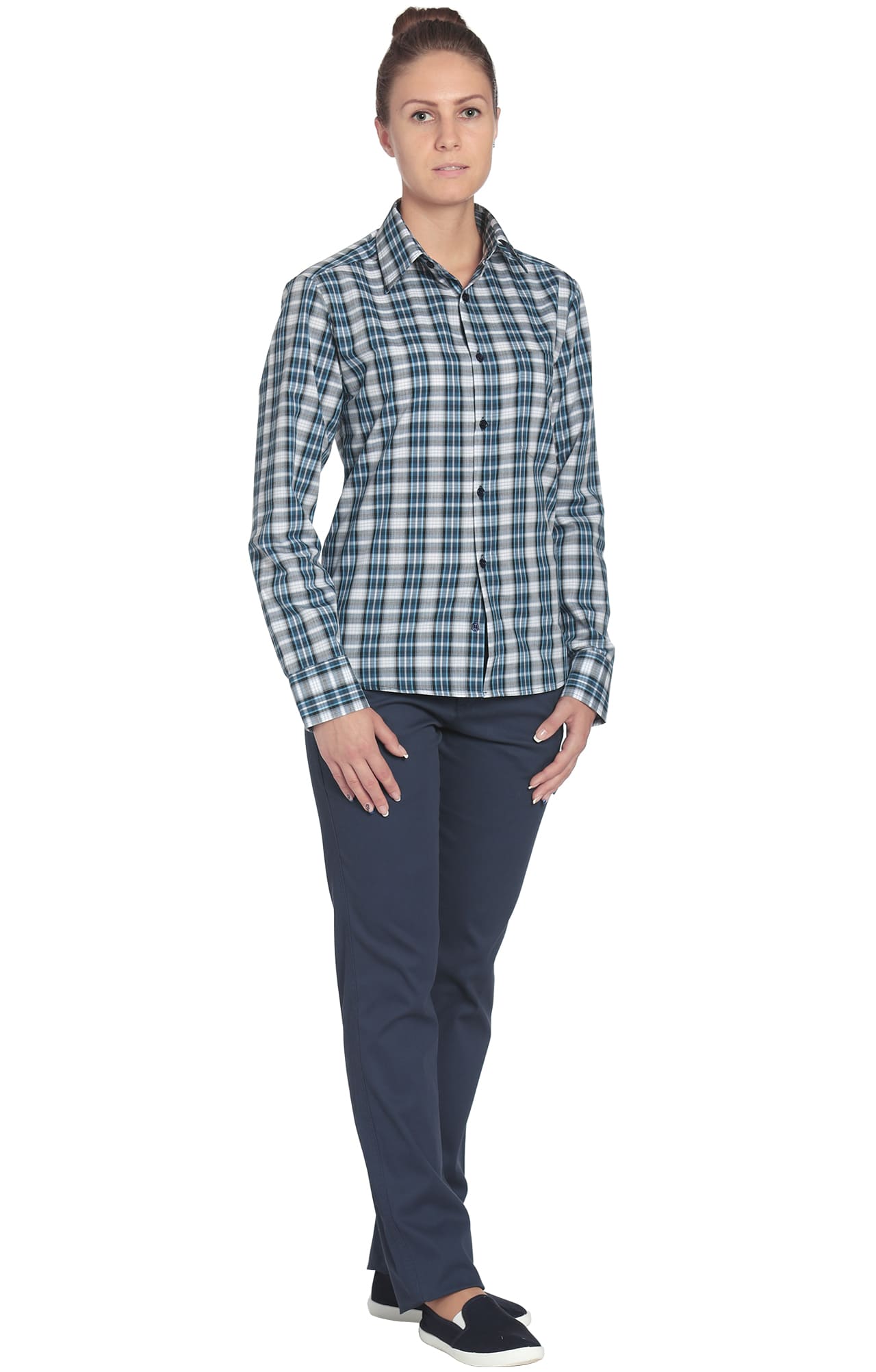 67811 Рубашка в клетку plaid blue (шотландка синяя) HIPSTER  Толстовки, рубашки, футболки, тенниски  размер 56 (112)  - Вид №2