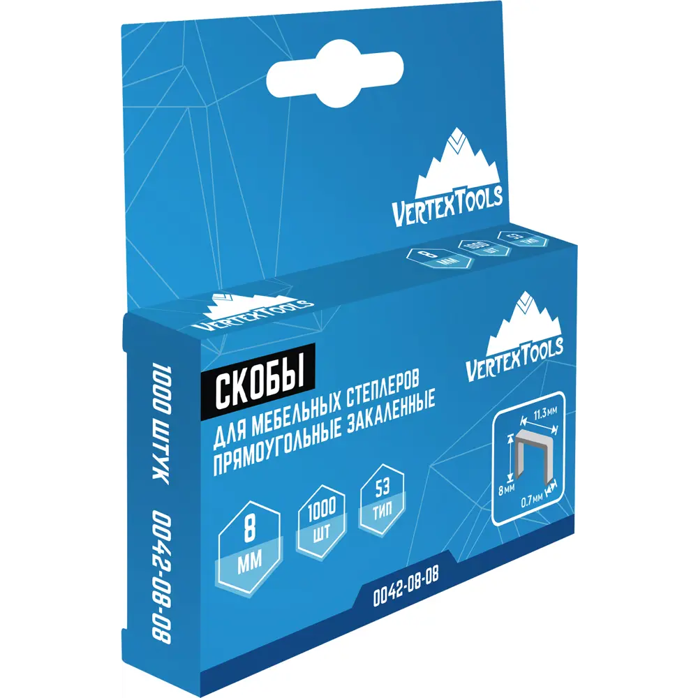 Скобы Vertextools для мебельного степлера тип 53 8мм (1000 шт) 84610603 STLM-0052885 - Вид №2