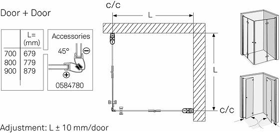 7738080 Складывающаяся душевая дверь IFO Space, настенный кронштейн IFO Space, 1200 мм для угла 45 ° - Вид №9