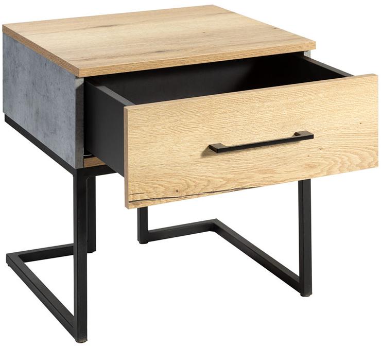 1720 Тумба прикроватная Loft Дуб натур/Бетон R-HOME 4009297h_Натур - Вид №3