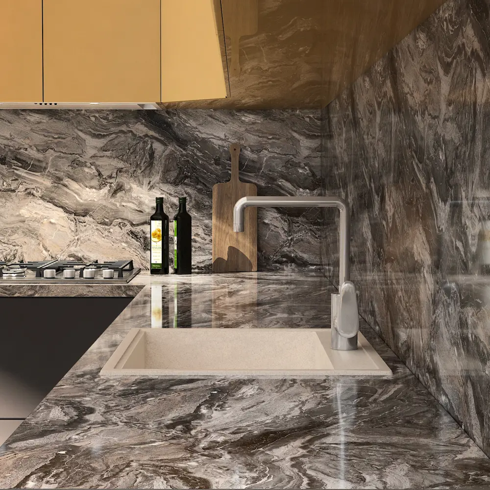 Столешница KONSENSA Рашчер 300x60x3.8 см ДСП цвет серый 89454076 STLM-2201107 ДСП Прямой угол - Вид №3