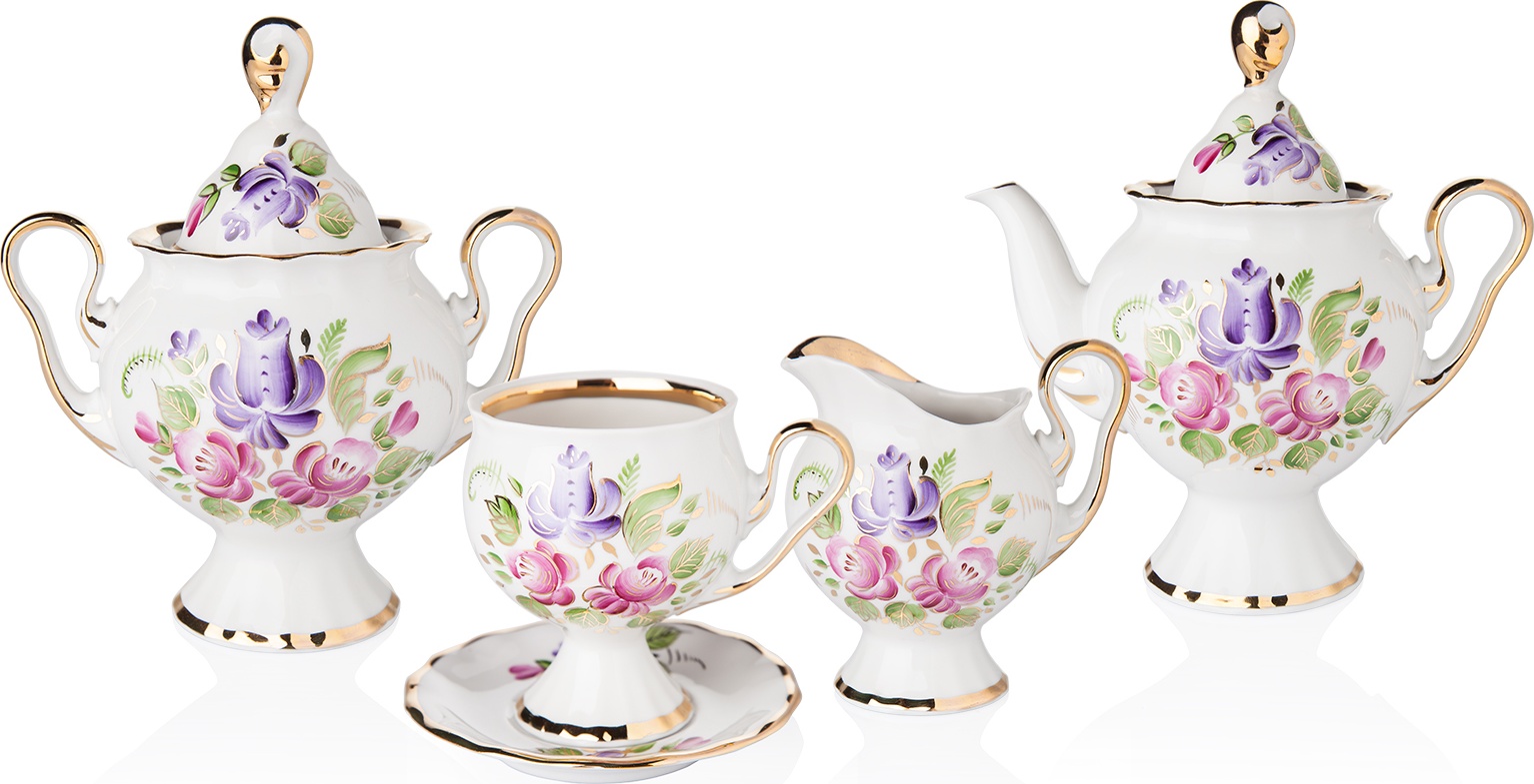 10621574 Промыслы Вербилок Сервиз чайный 6/15 "Татьяна" "Елена" Фарфор 