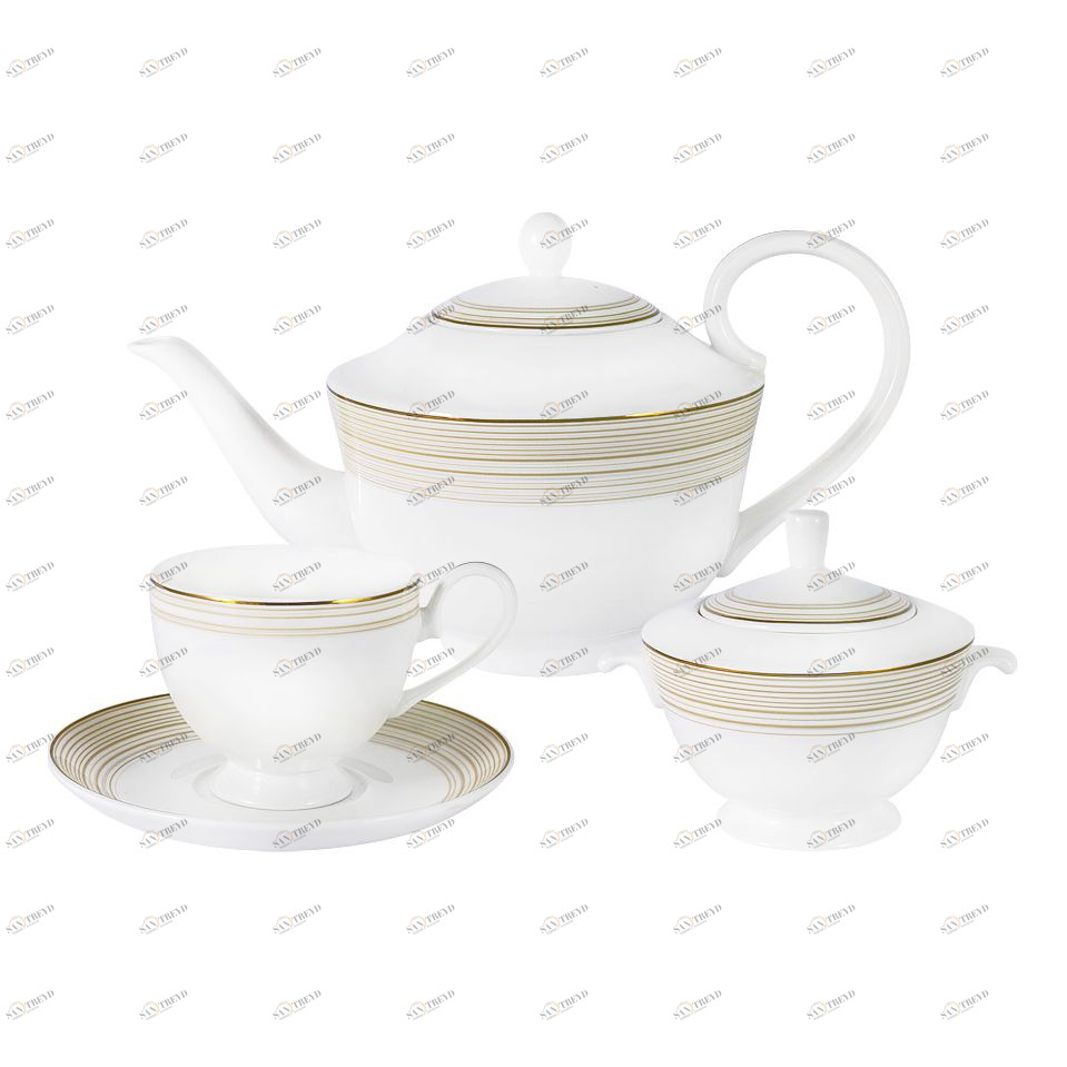 Чайный набор фарфоровый белый с золотым 14 предметов "Ричмонд" ANNA LAFARG EMILY РИЧМОНД 00-3946883 Белый;золото 