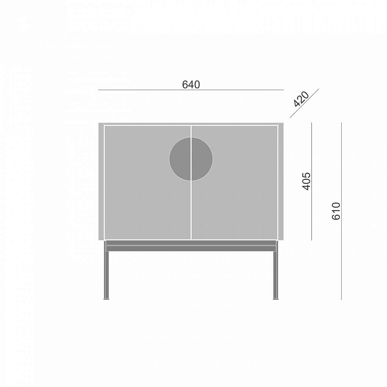 Тумба с дверцами 61х64 см серая Alto BRAGIN DESIGN LIVING 00-3862456 Серый - Вид №1