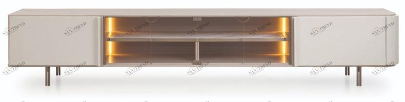 Turri Тумба под телевизор из лакированной древесины с кожаными распашными дверцами Zero sun-id-1383733