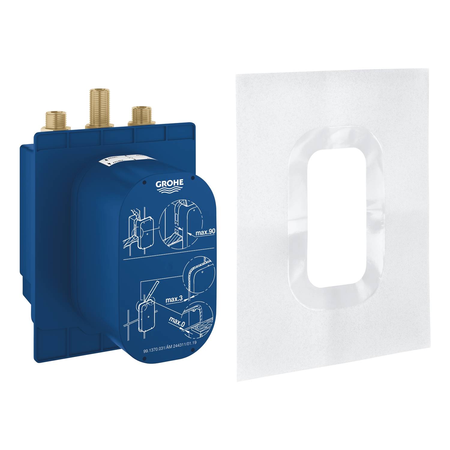 Термостатический смеситель для душа GROHE Eurosmart Cosmopolitan E Special, встраиваемый механизм, скрытый монтаж, питание от сети, хром (36459000) - Вид №2