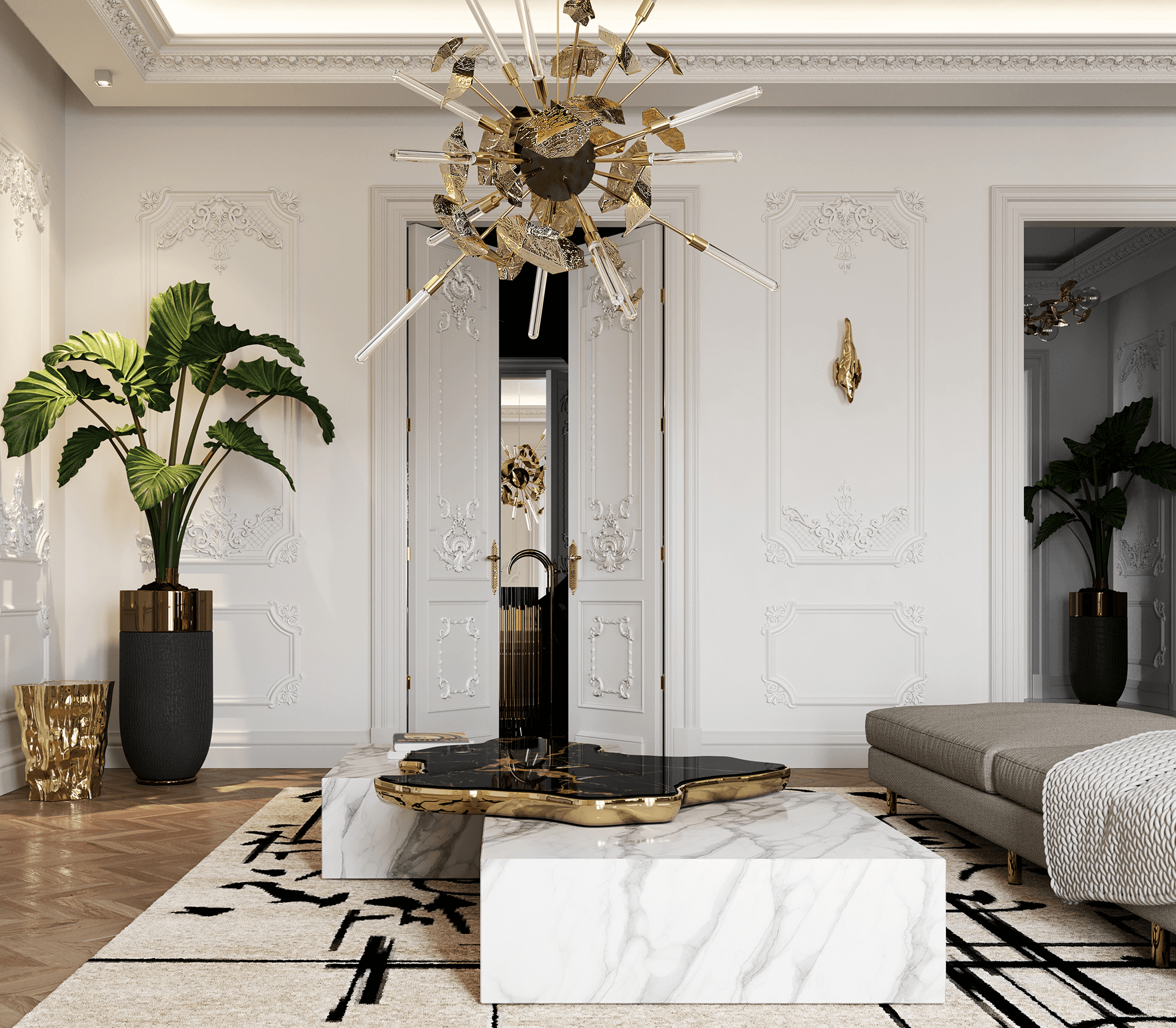 0-229 Navarra черно-белый центральный стол Boca Do Lobo  - Вид №10