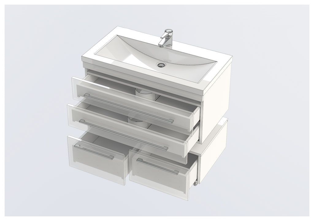 Тумба под раковину Aquanet Верона 90 черный (подвесная 2 ящика) sun-id-270486 - Вид №2