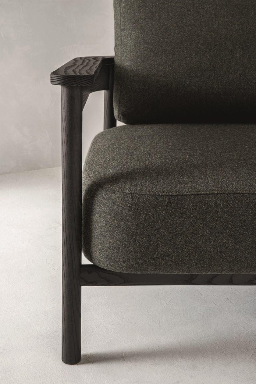 ZANETTE Кресло в коже и структура с дубовыми подлокотниками Hood sun-id-1444969 - Вид №6