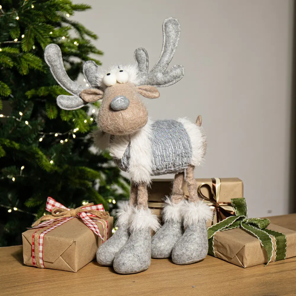 89368895 Декоративная фигура Олень на 4 ногах 40 см серебристая STLM-1548869 Santreyd 