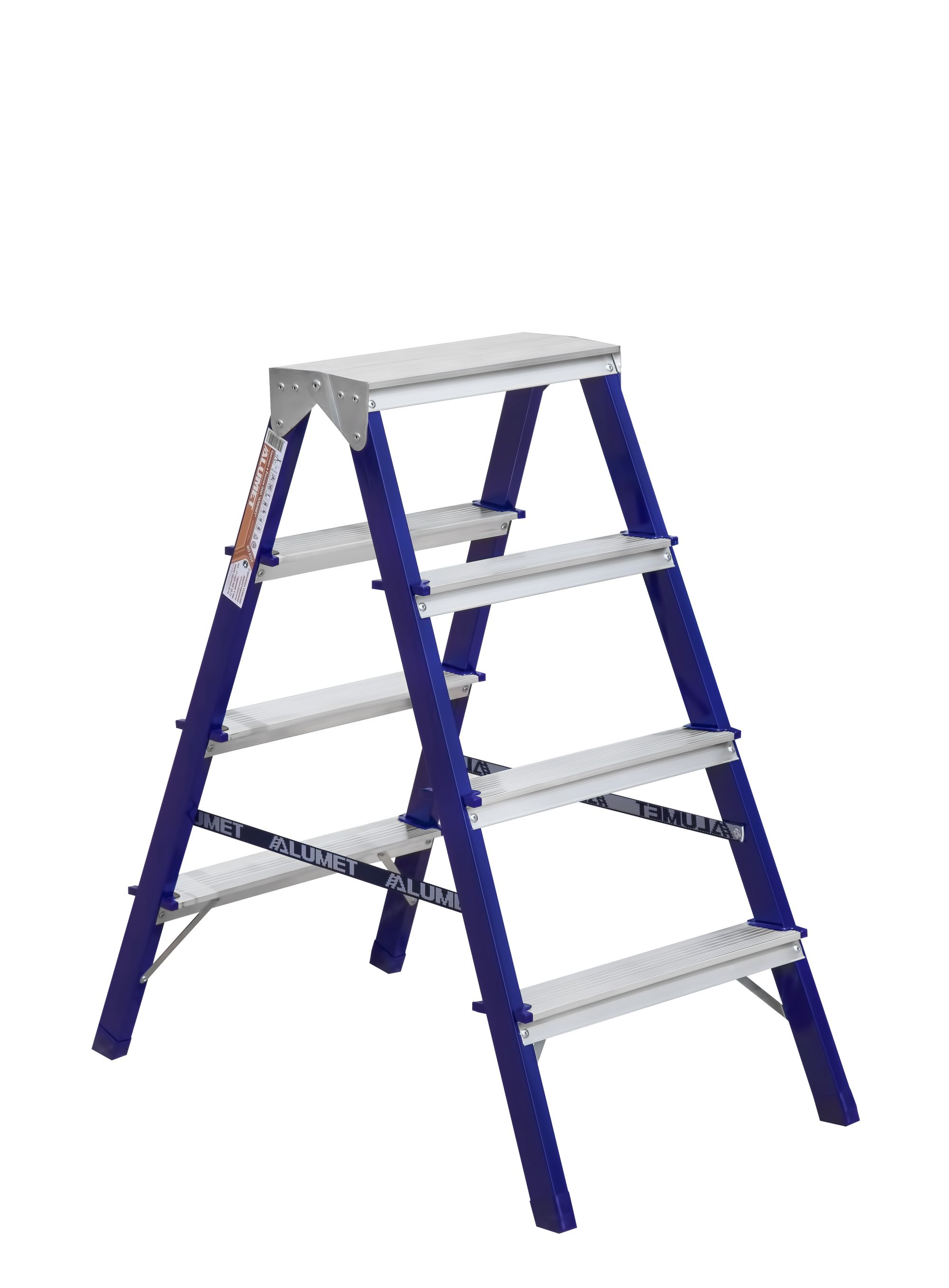 Стремянка стальная двухсторонняя с алюминиевыми ступенями ALUMET MD 8204 - Вид №2