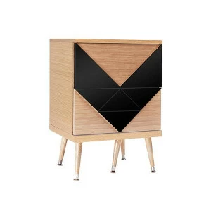 Прикроватная тумбочка с 2 ящиками черная Woo Twins WOODI  00-3965930 Бежевый;черный