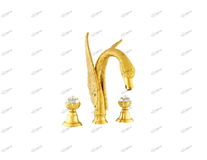 039251.A00.50 Раковина с тремя отверстиями и кристаллами swarovski swan series Яркий хром Mestre