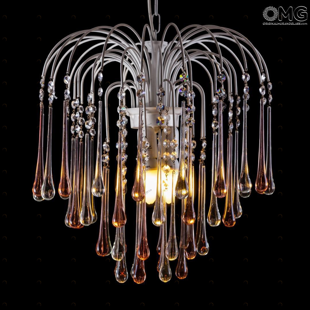 2317 ORIGINALMURANOGLASS Люстра Падение капель янтарная из муранского стекла OMG  см 