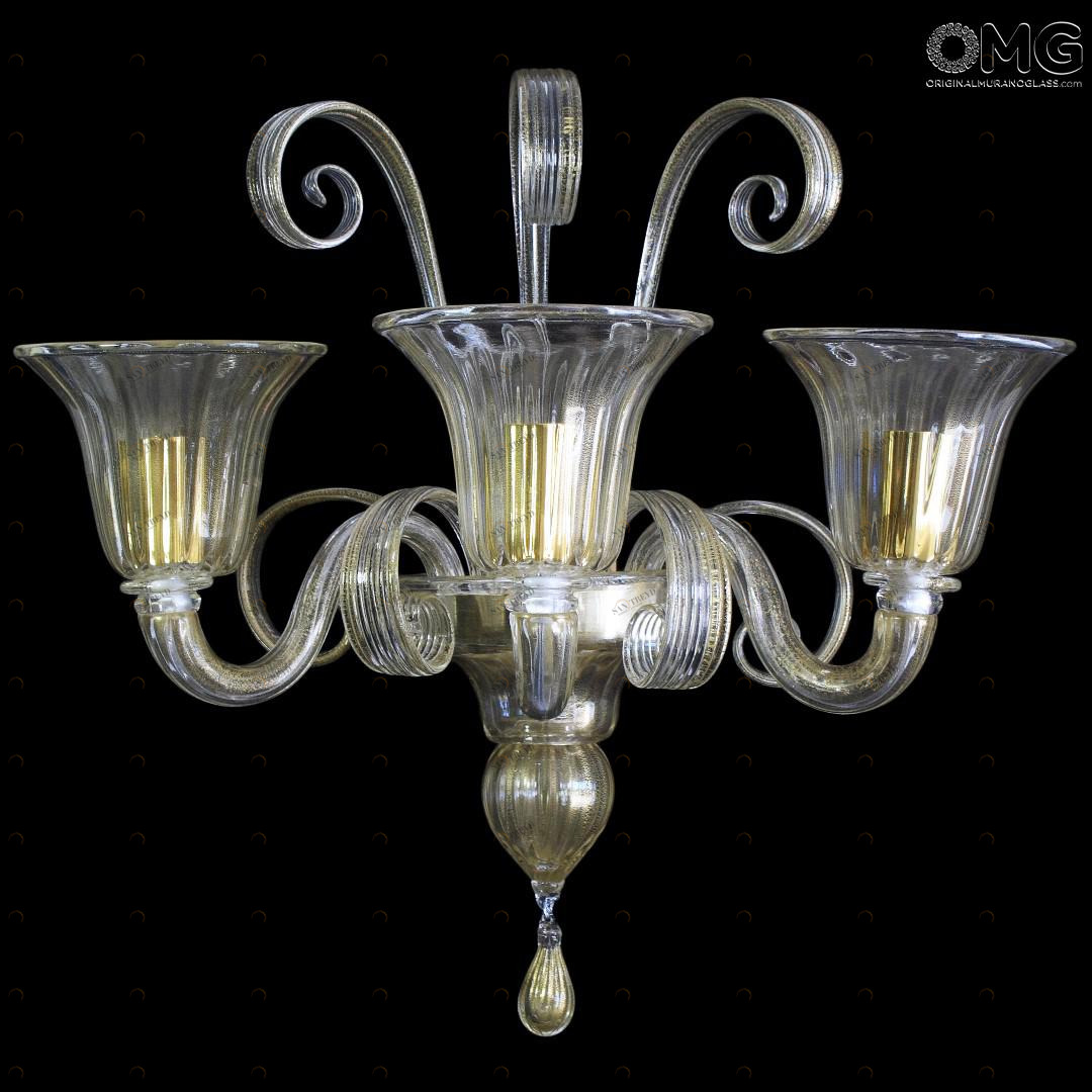 1279 ORIGINALMURANOGLASS Настенный светильник Бра Фоскари с золотом - Пастораль - муранское стекло OMG 30 см CLASSICO