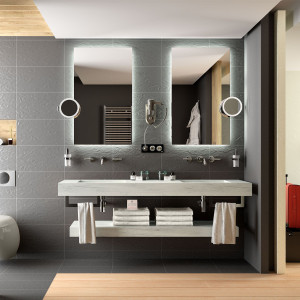 83323 SALGAR Столешница COMPAKT 46 от 1400 до 1600 мм с 2 встроенными мойками ARTIC OAK