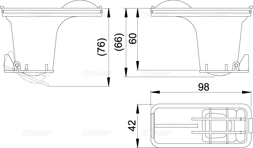 Комплект комбинированных гидрозатворов для нержавеющих желобов ALCA ALCAPLAST P095 - Вид №1