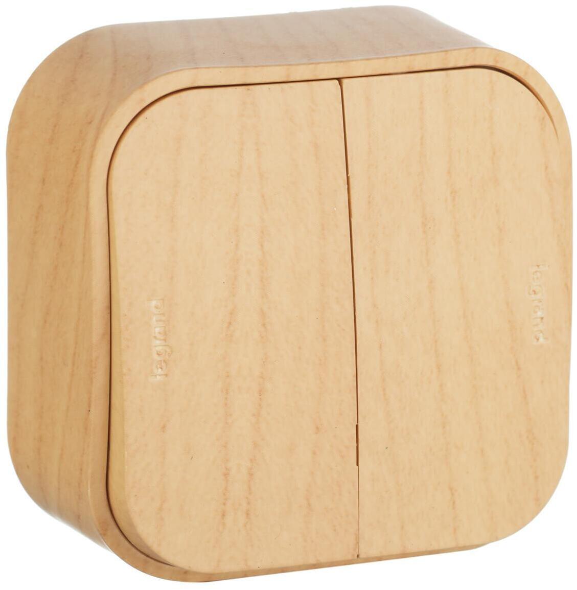 782262 Выключатель двухклавишный 10A 250V дерево Legrand Quteo