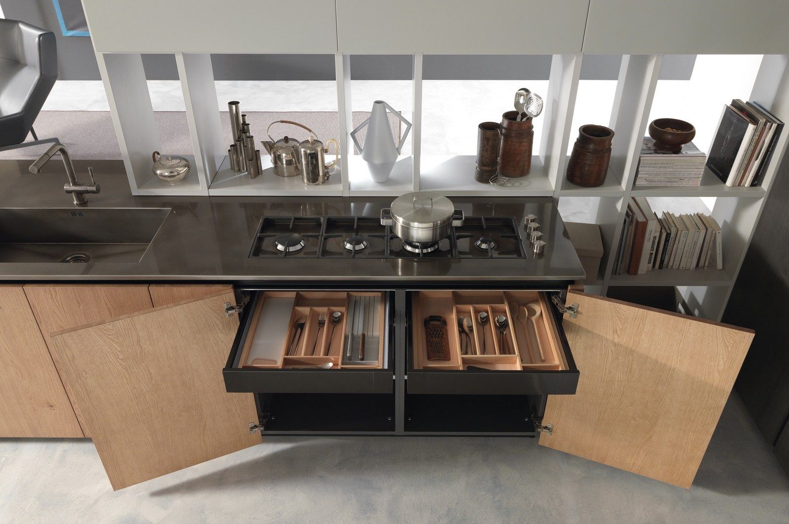 Встроенная кухня из дуба с островом Floritelli Cucine ARCH-00008617 - Вид №2