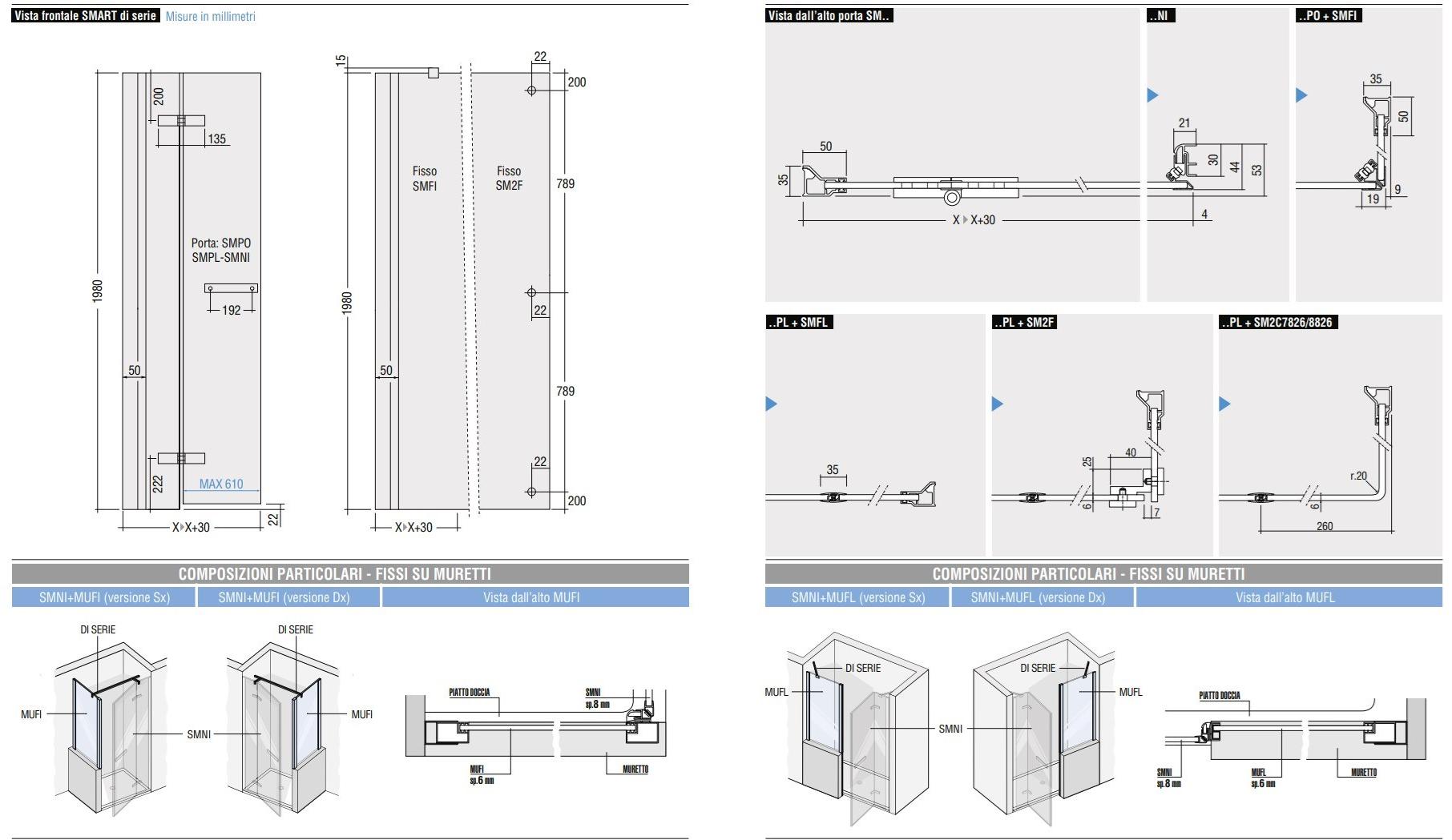 DISENIA Душевая кабина в нише с распашной дверцей Smart Smni  - Вид №1