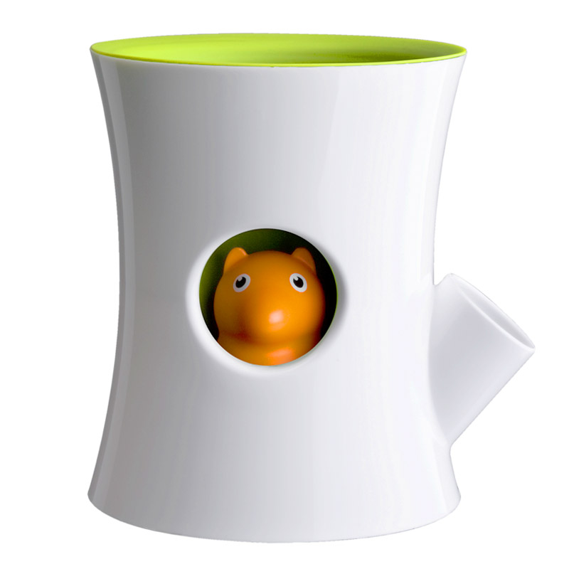 QL10075-WH-GN Горшок самополивающийся log&squirrel белый-зеленый Qualy  - Вид №1