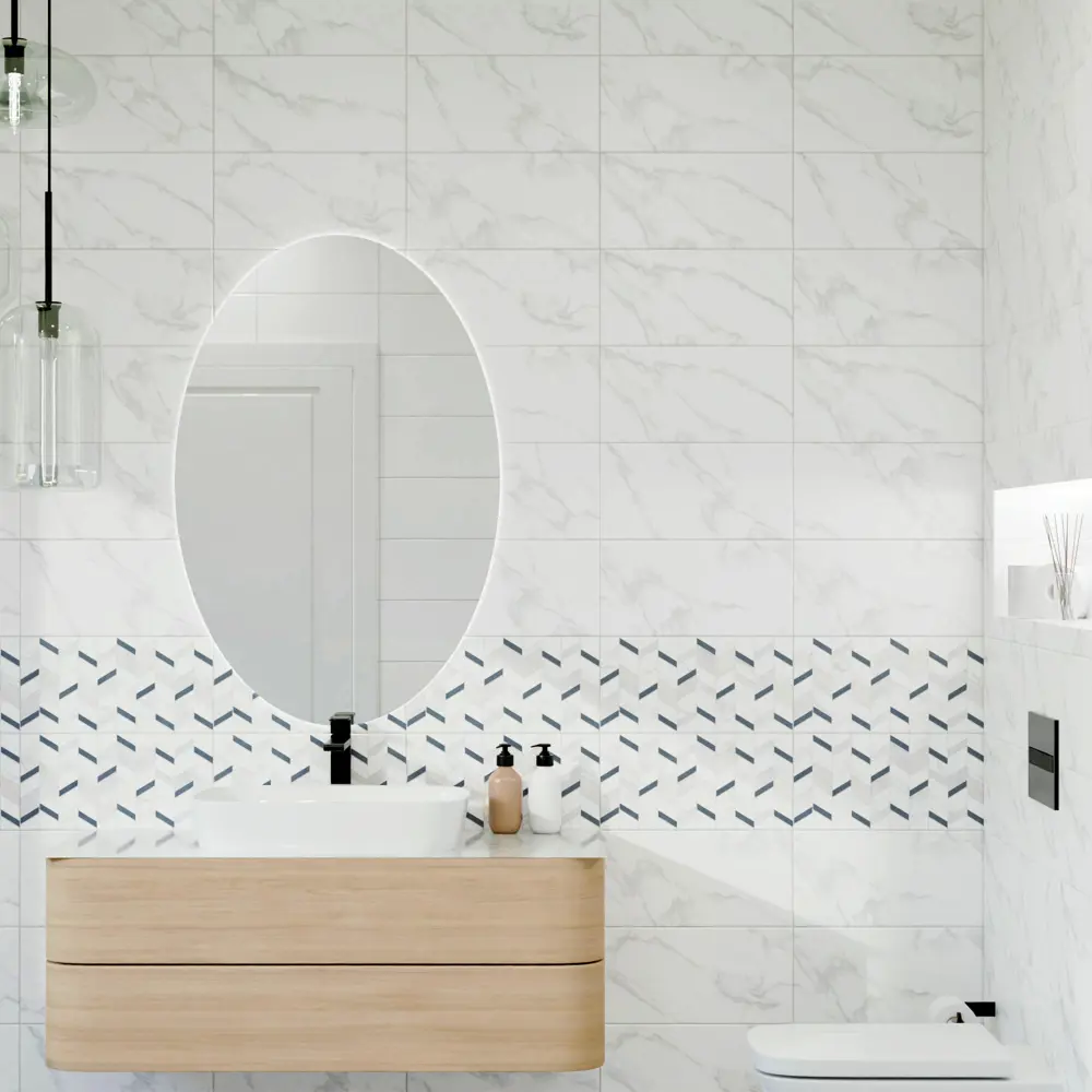 Настенная плитка KREAFORTA Mersey Calacatta - серый мрамор 20×40 см 89405694 STLM-1565694 - Вид №6