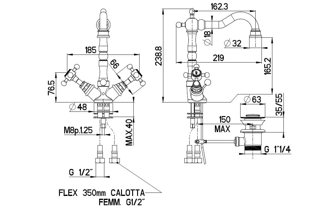 Смеситель для раковины с одним отверстием Gaia Mobili Complements ARCH-00035154 - Вид №2