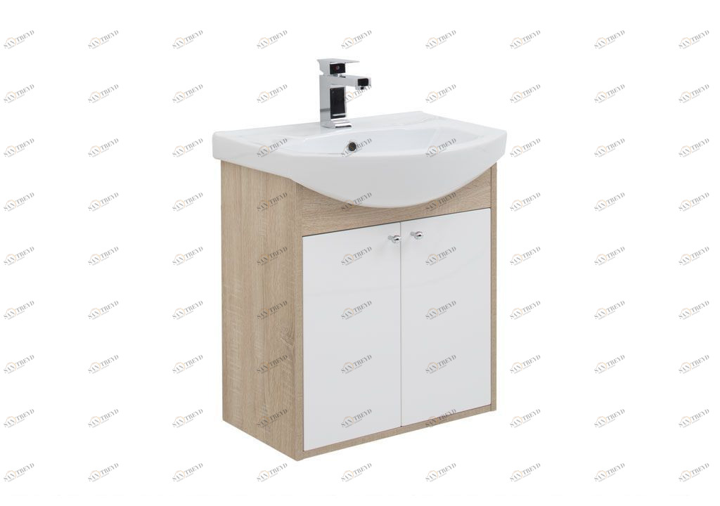 Тумба под раковину Aquanet Грейс 60 дуб сонома/белый (2 дверцы) sun-id-271706