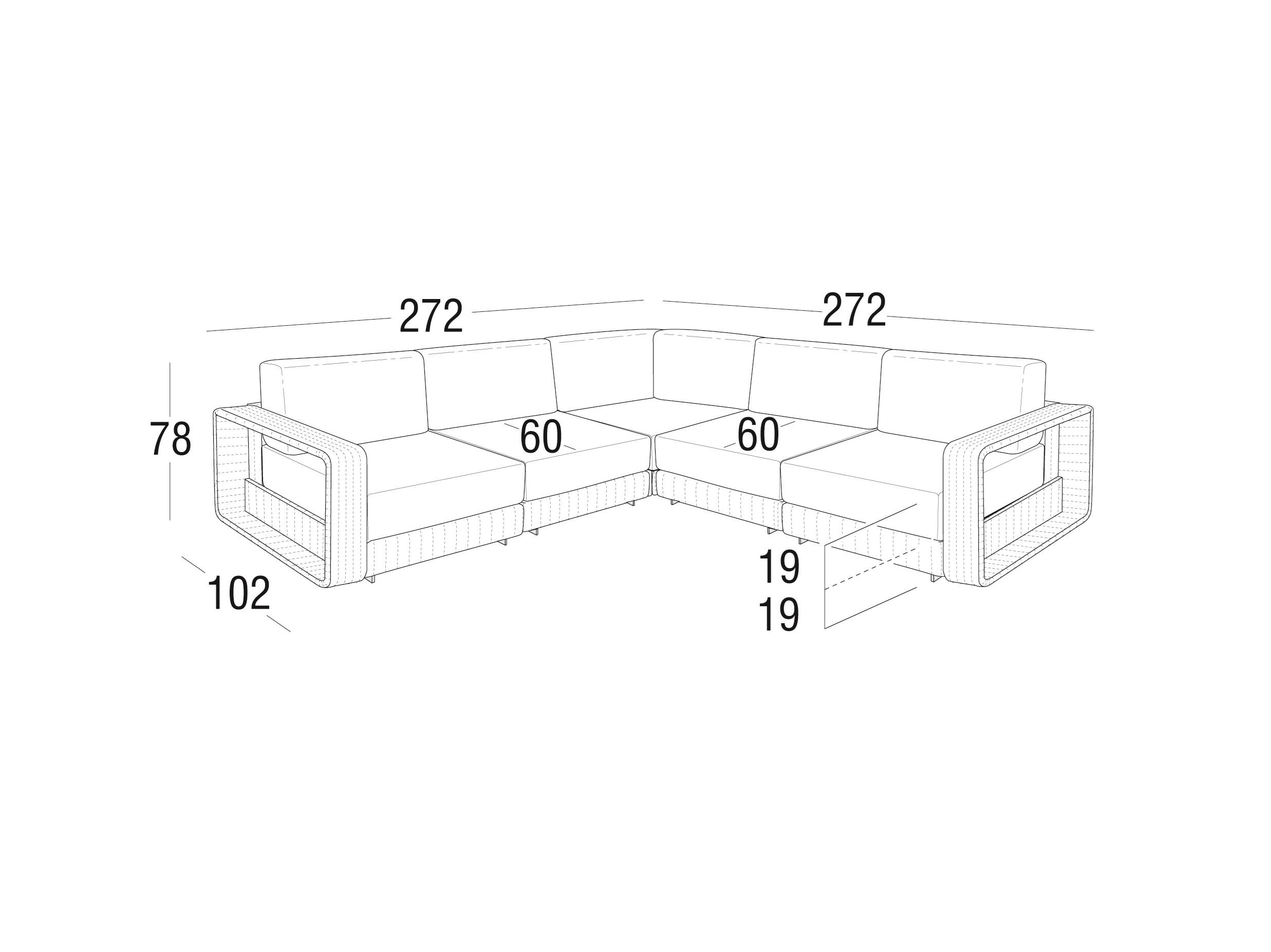 Алюминиевый модульный садовый диван Roberti Hamptons ARCH-00060747 - Вид №6