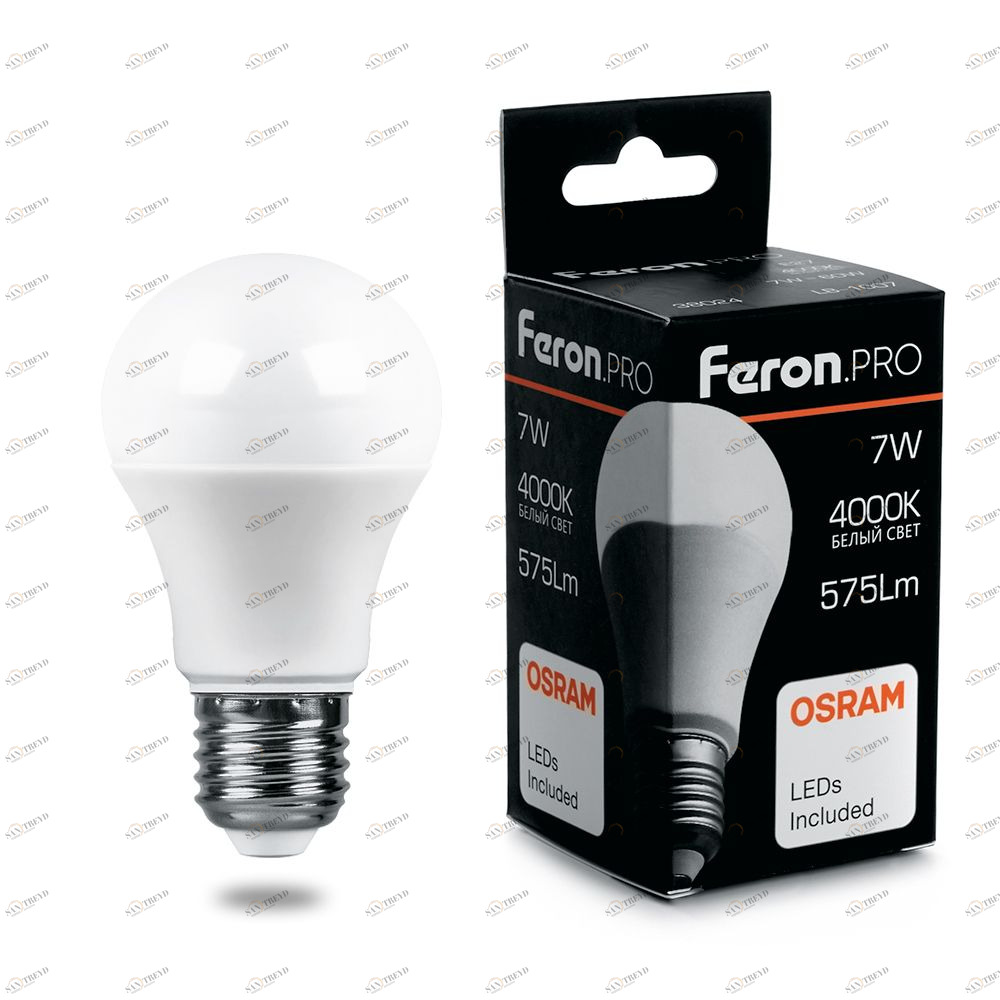 Лампа светодиодная Feron.PRO "Шар" E27 7W 4000K OSRAM LED LB-1007 38024 FERON  00-3956702 Матовый 