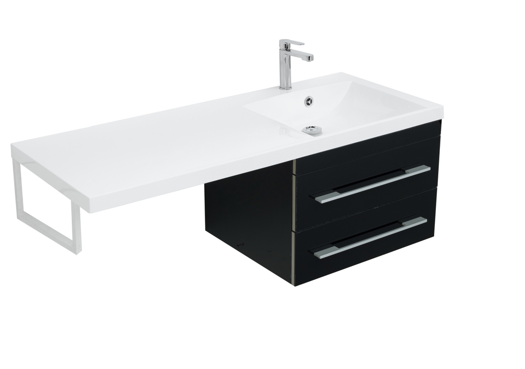 Тумба с раковиной Aquanet Верона 120 R черный (подвесная, 2 ящика) 0018017500239568 - Вид №4