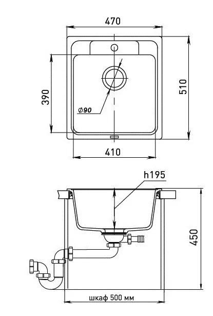 Кухонная мойка Кварц Ewigstein S52 GranFest E-50-S52 - Вид №1