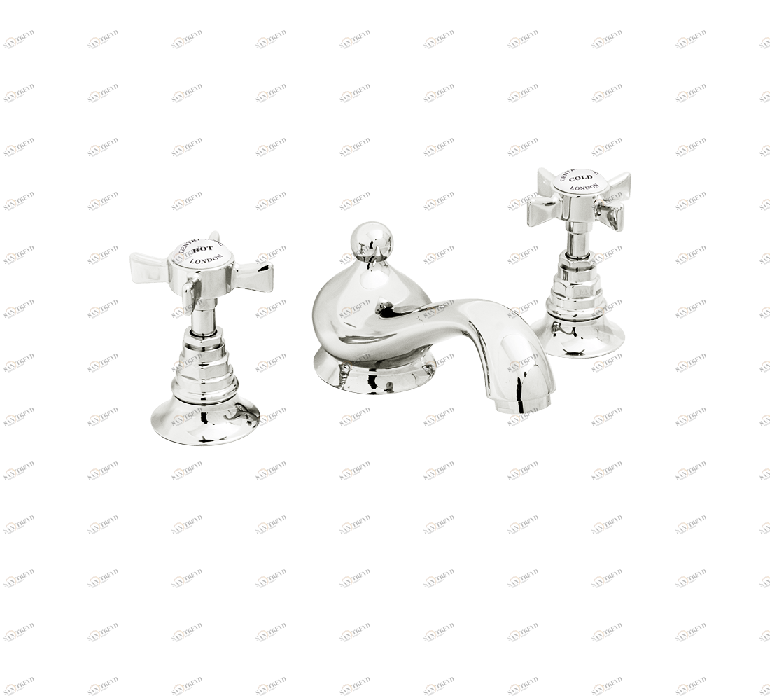 Gentry Home Смеситель для раковины Style на три отверстия с всплывающей пастой Ascot Никель GH100491 